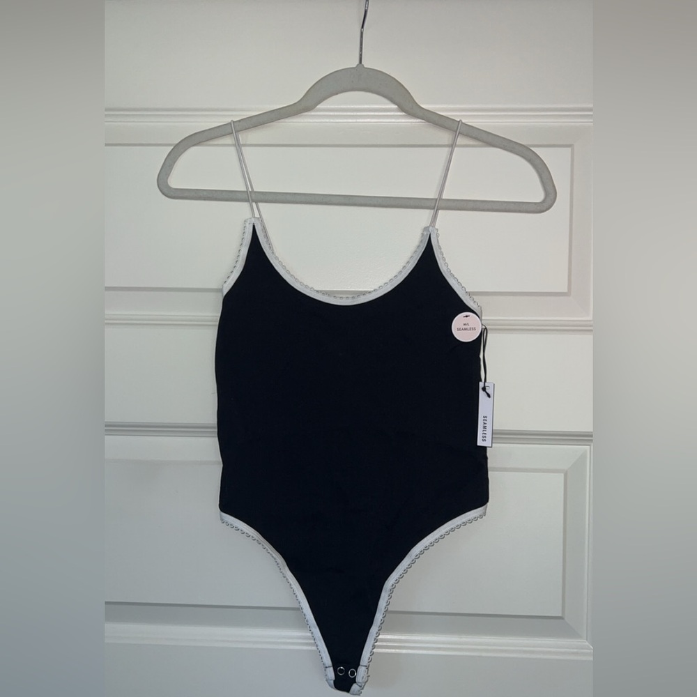 Forever 21 Black Bodysuit with White Trim